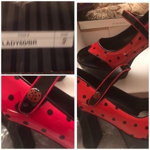 Chunky heel Lady bug Mary Janes